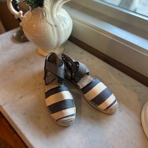 Lands End Striped Espadrille Flats in Navy and White